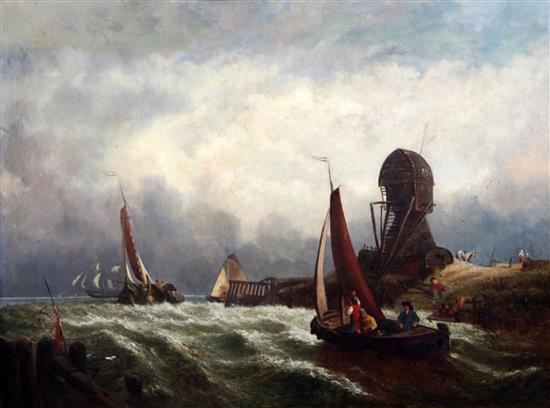 T.C. (19th century) Shipping off the Dutch coast & St Michaels Mount 18 x 24in.